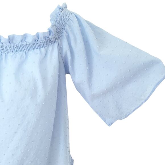 H&M Top Womens 4 Blue Swiss Dot Peasant Blouse Boho Cottagecore Kawaii Cute Twee - Picture 4 of 13